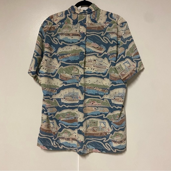Vintage Reyn Spooner Detrich Varez Boat print Hawaiian Shirt Size L - Picture 6 of 7